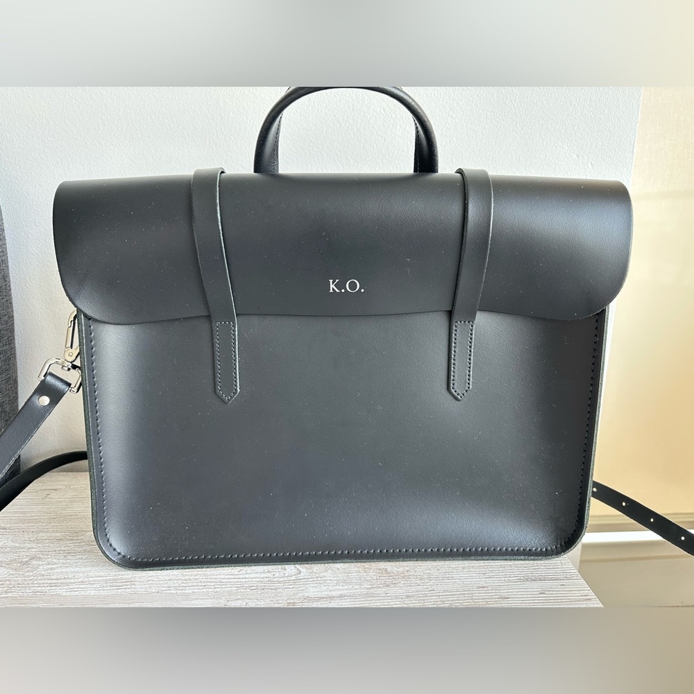 The Cambridge Satchel Company Black Leather Briefcase with Top Handle